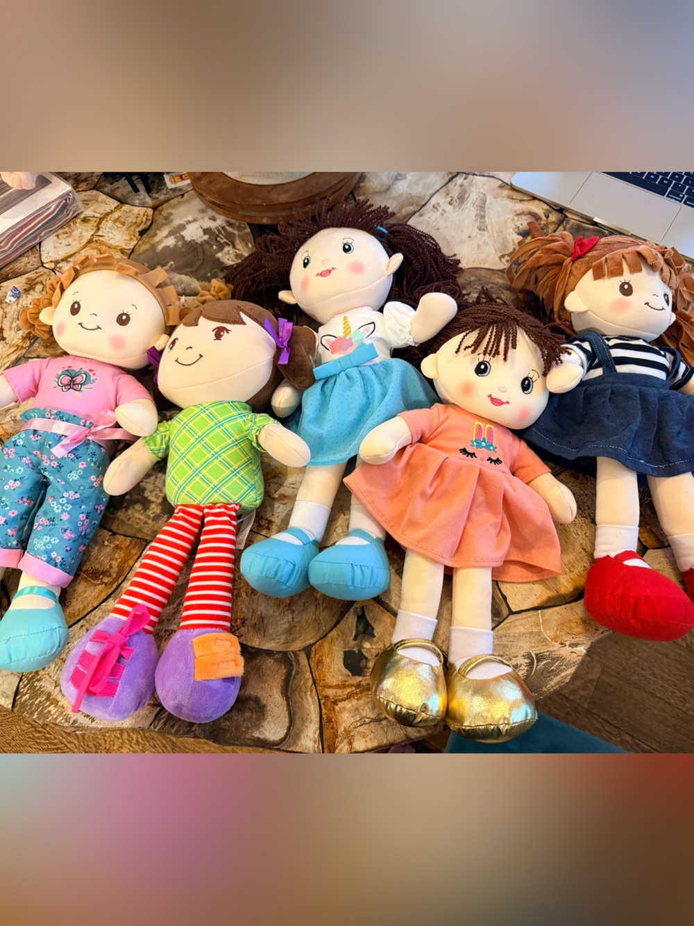 Linzy Plush Rag Doll Lot of 5 Soft Cloth Dolls Stuffed Toy Bundle 15–17”